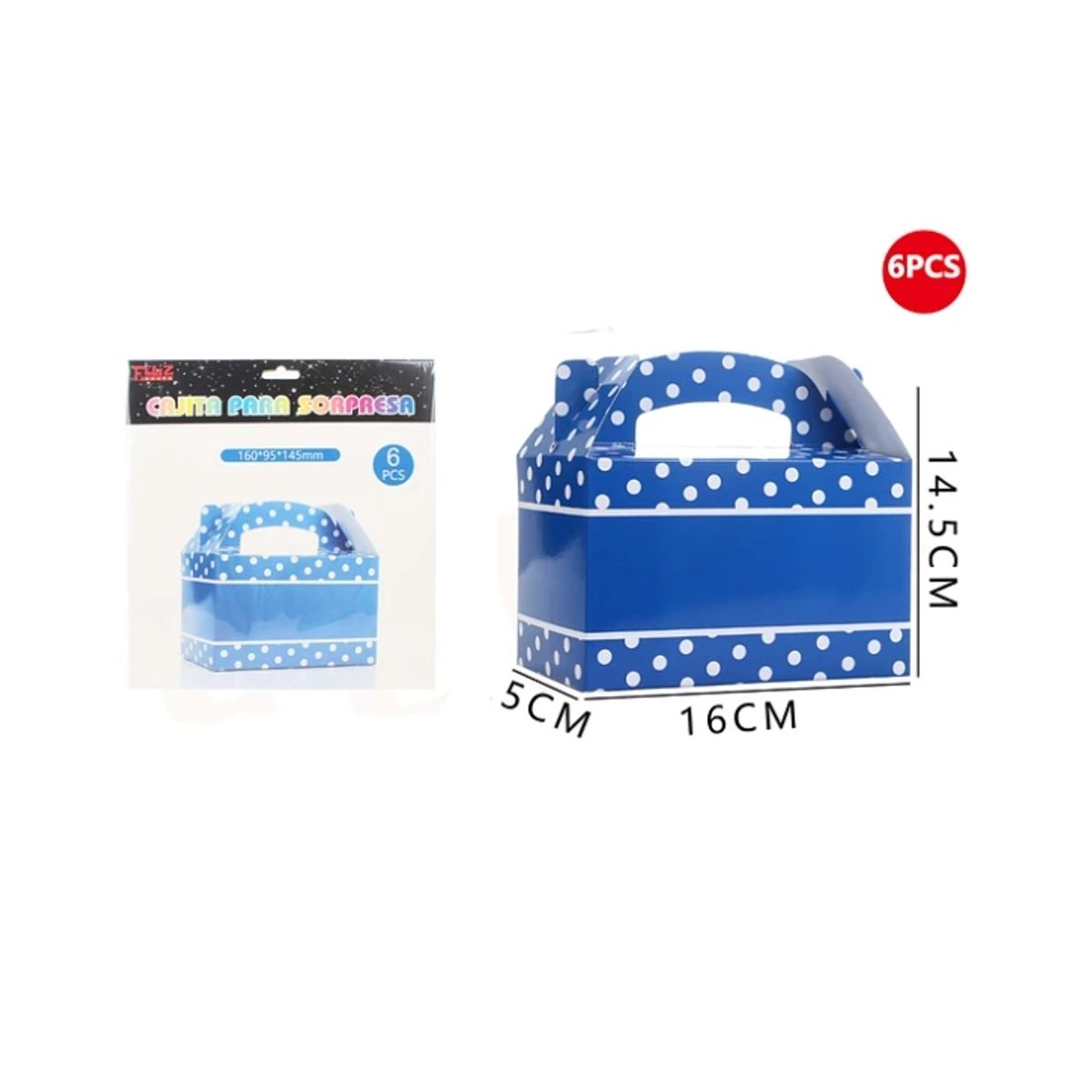 GENERICO - Cajas Para Sorpresas Azules 6Pcs