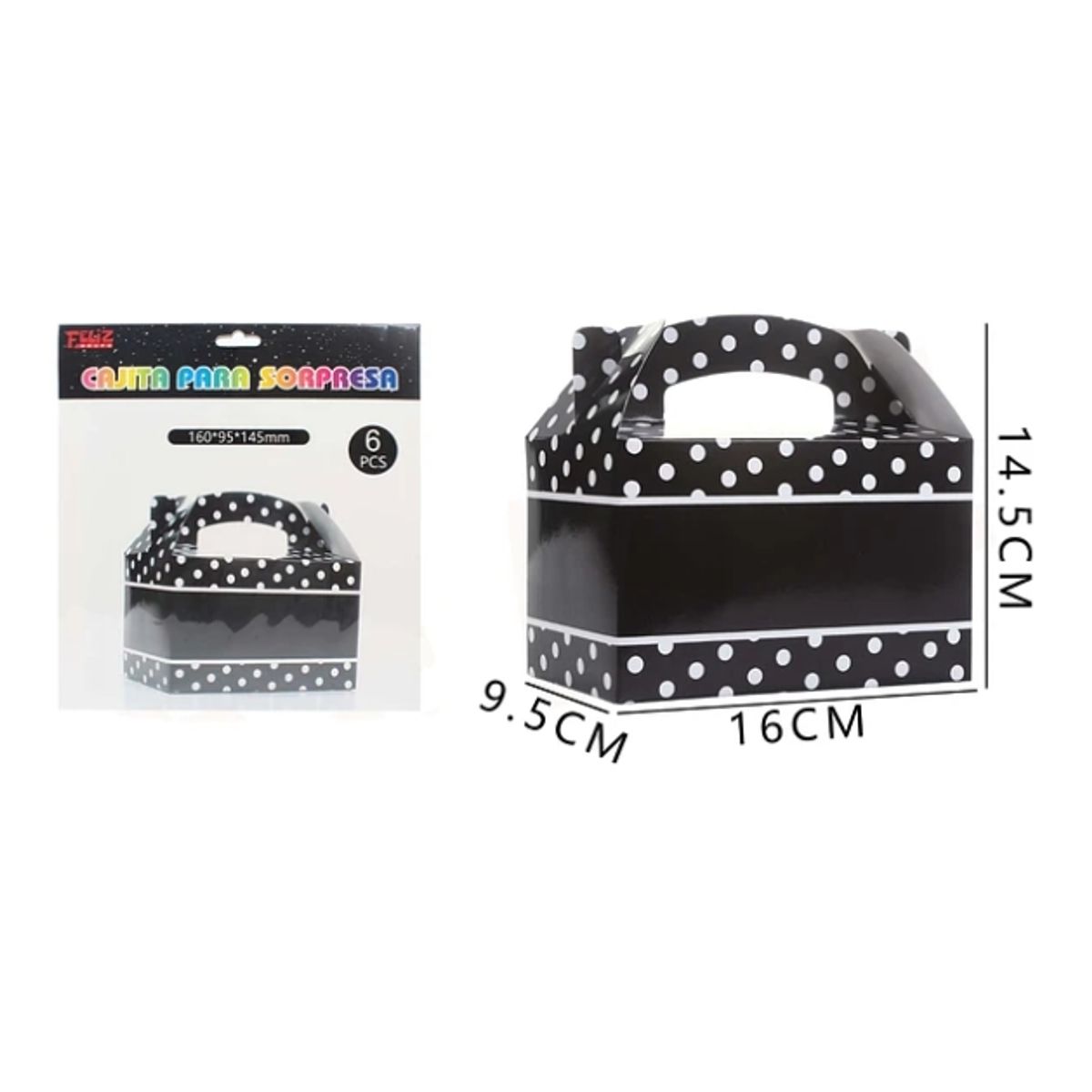 GENERICO - Cajas Para Sorpresas Negras 6Pcs