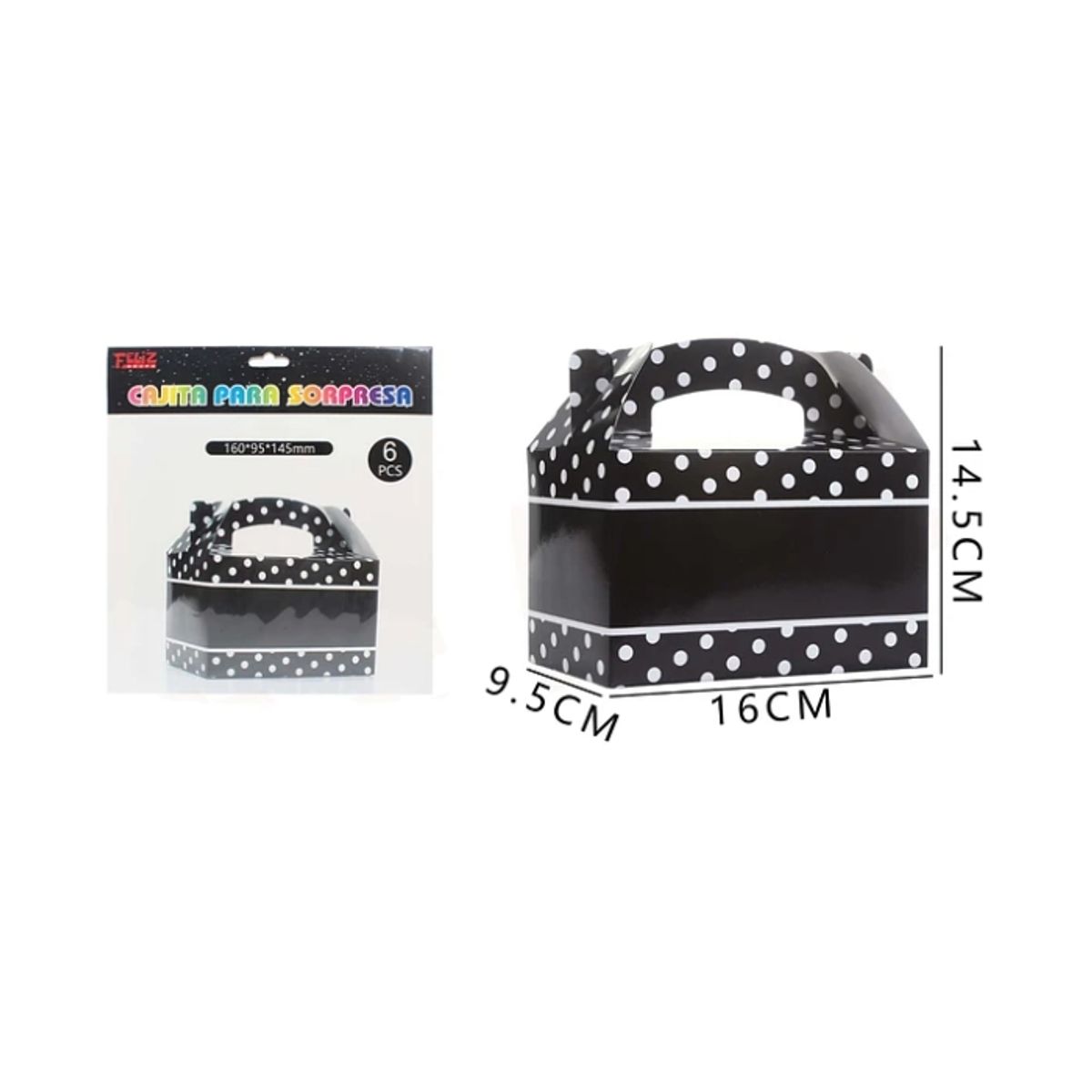 GENERICO - Cajas Para Sorpresas Negras 6Pcs