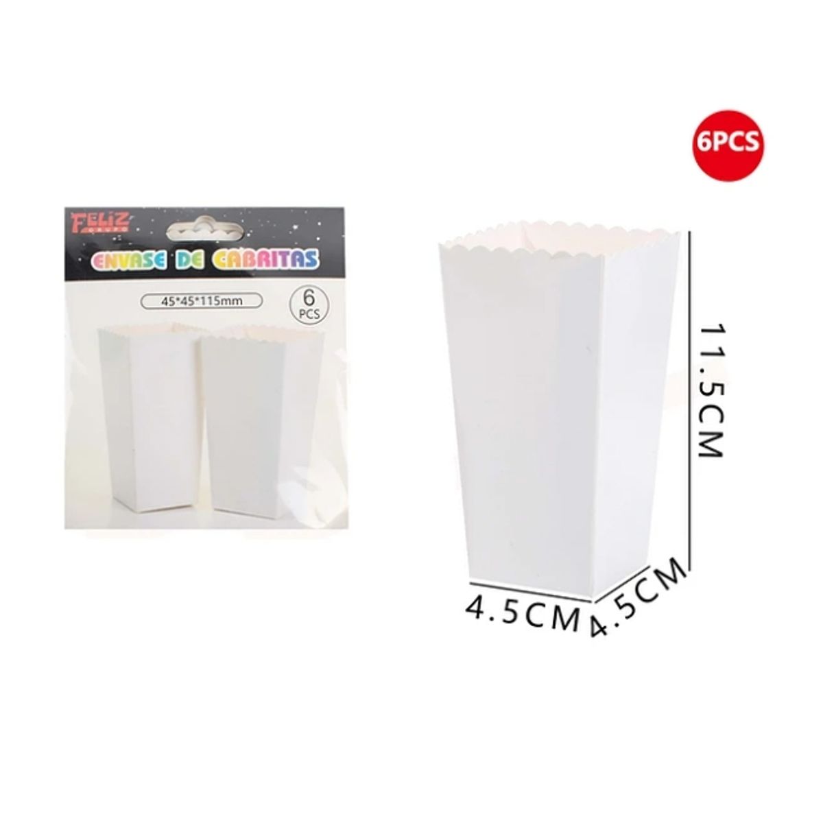 GENERICO - Cajas De Palomitas Blanco 6Pcs