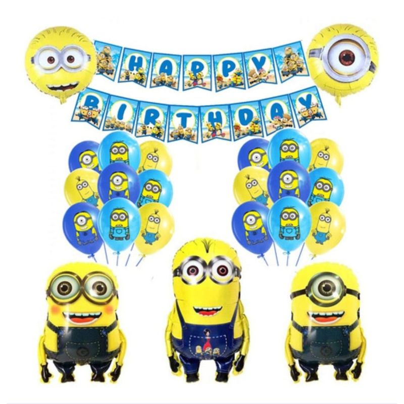 GENERICO - Set Decoración Globos + banderín Minions
