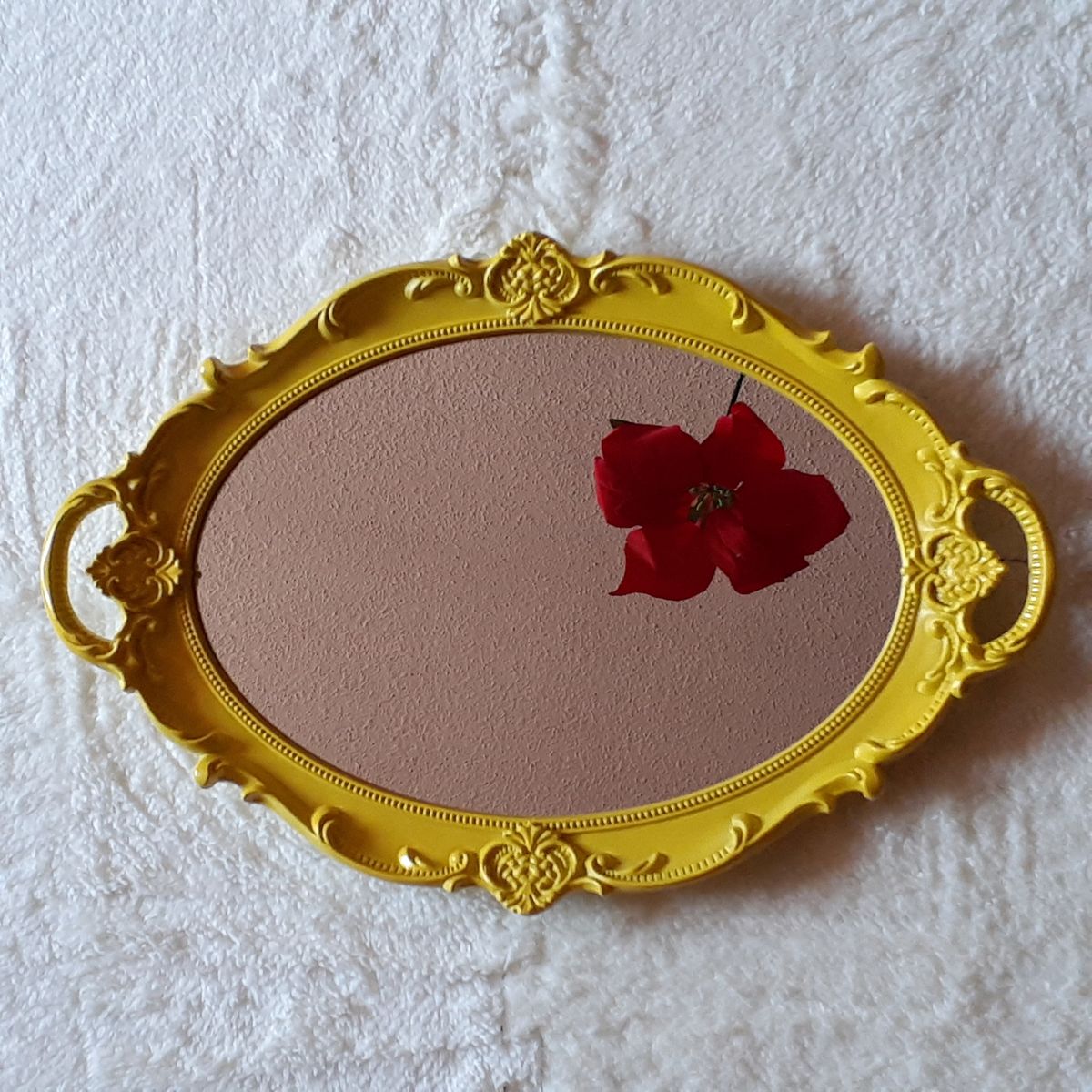 GENERICO - Pack 2 Bandeja Espejo Ovalada Deco Candy Bar - Amarillo