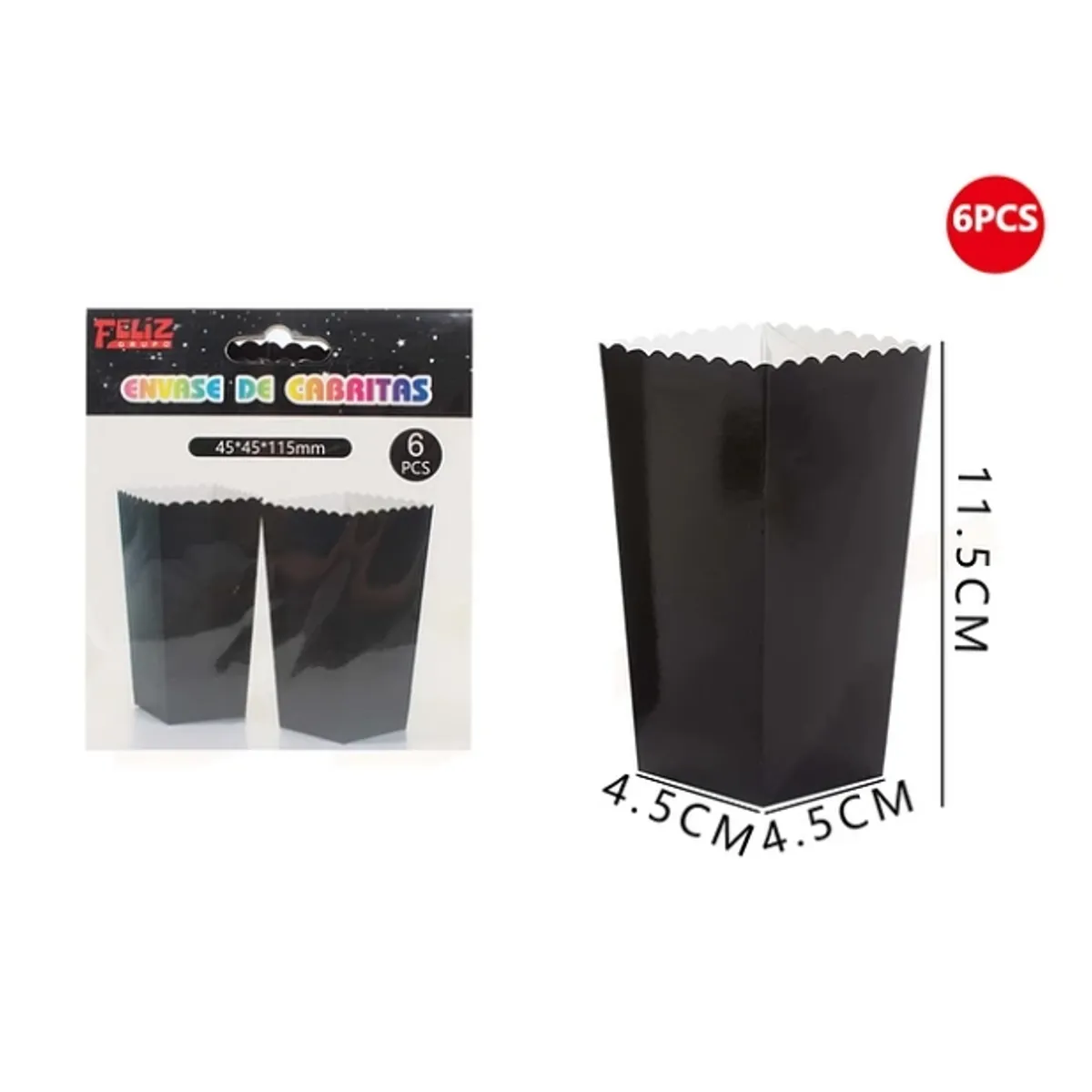 GENERICO - Cajas De Palomitas Negro 6Pcs