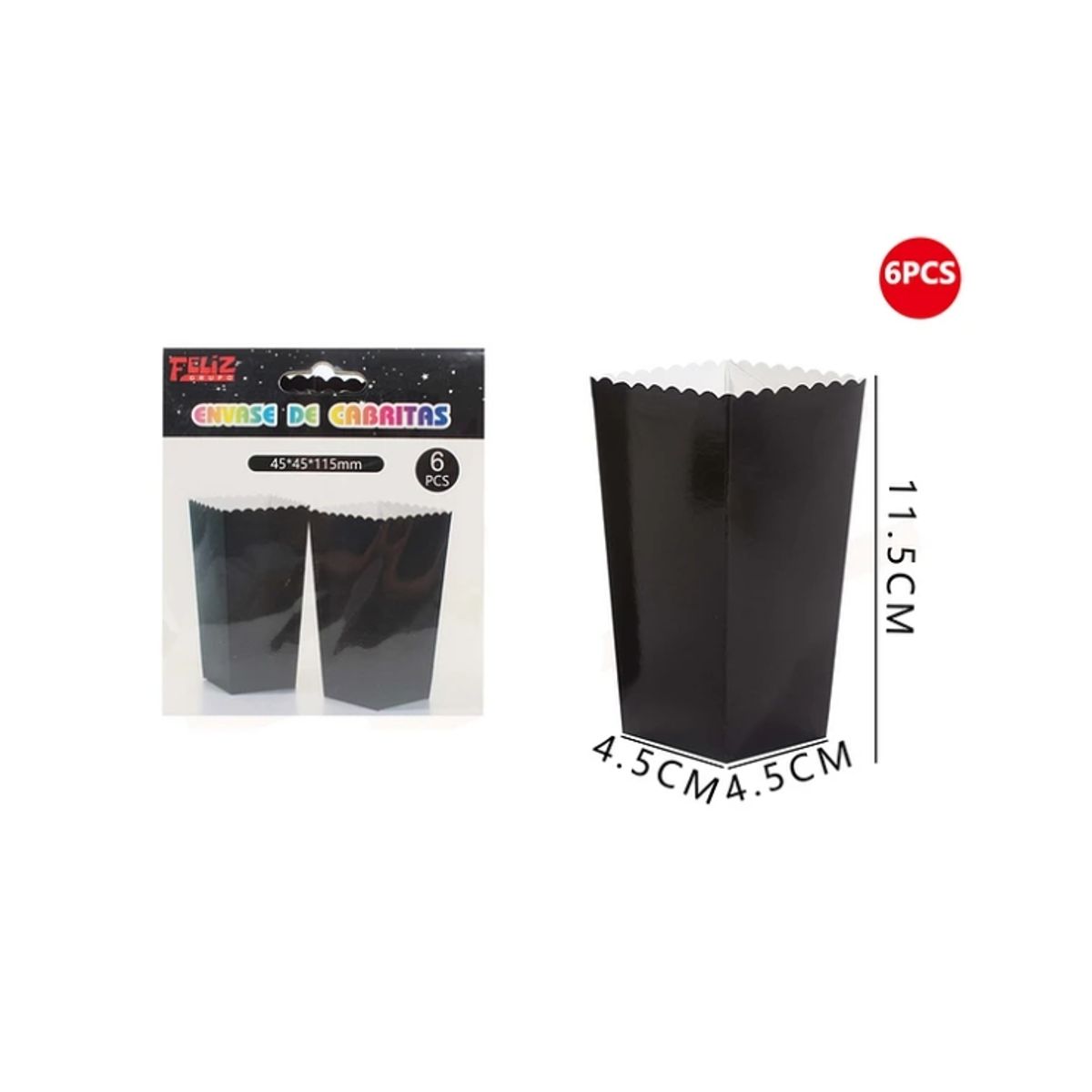 GENERICO - Cajas De Palomitas Negro 6Pcs