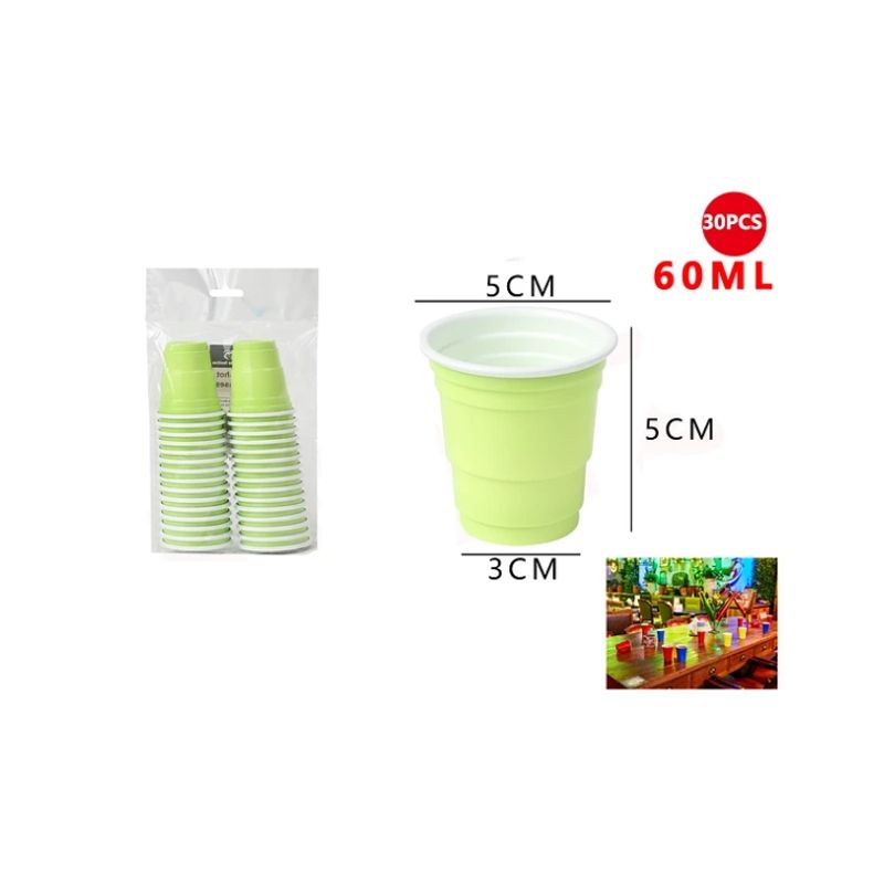 GENERICO - Set De Vasos Plásticos Verde 30 Pcs