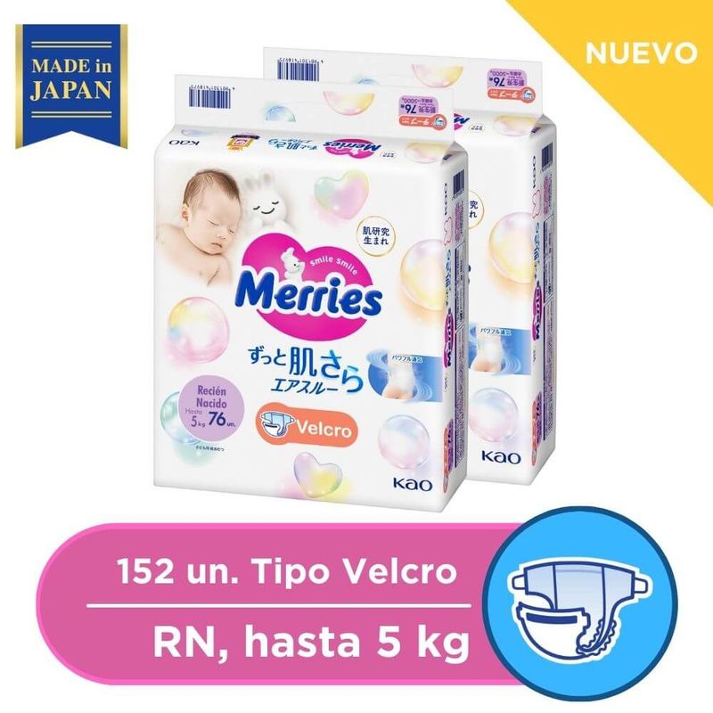 MERRIES - Pañales Merries Velcro Super Jumbo RN 76X2 PCS