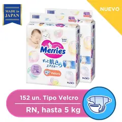 MERRIES - Pañales Velcro Super Jumbo RN 76X2 PCS