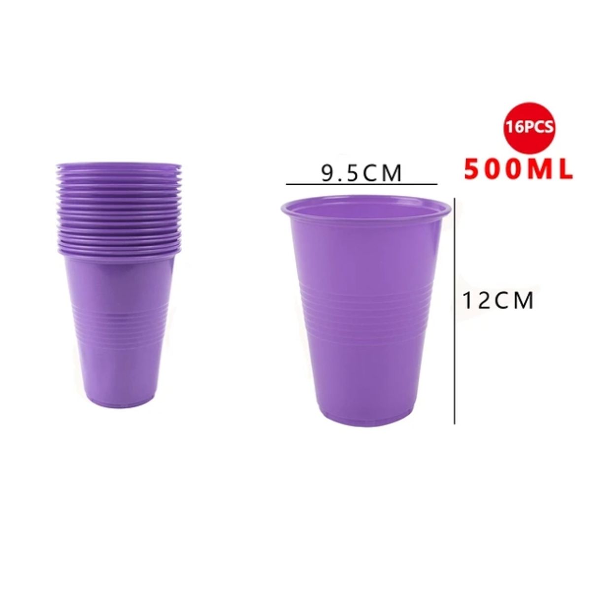 GENERICO - Vasos Plásticos Morado 16 Pcs