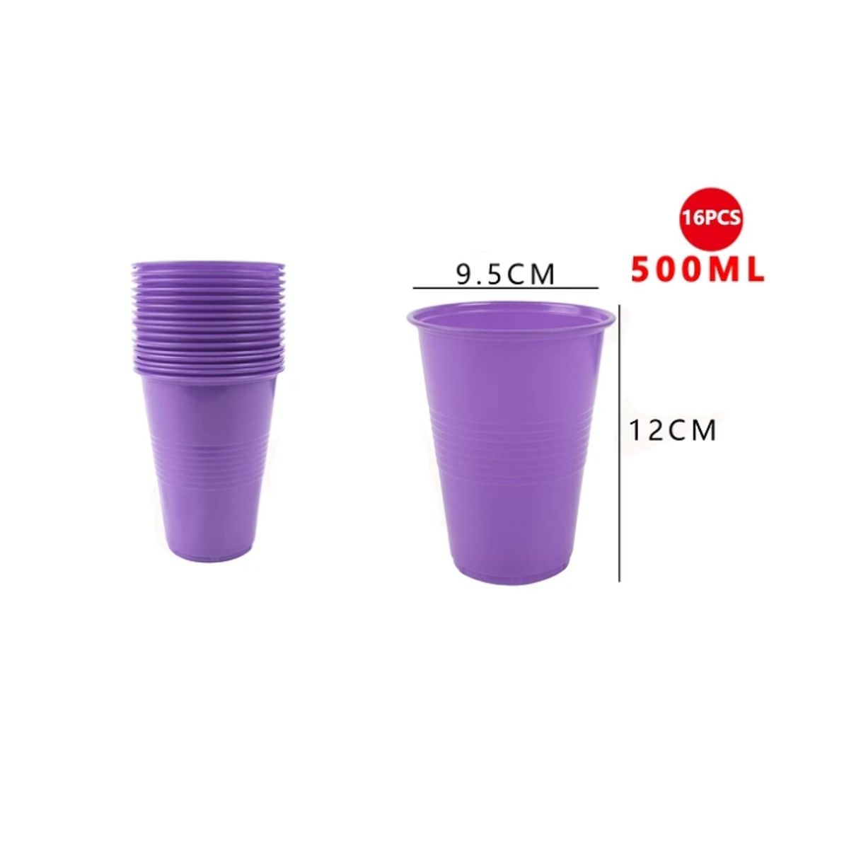 GENERICO - Vasos Plásticos Morado 16 Pcs