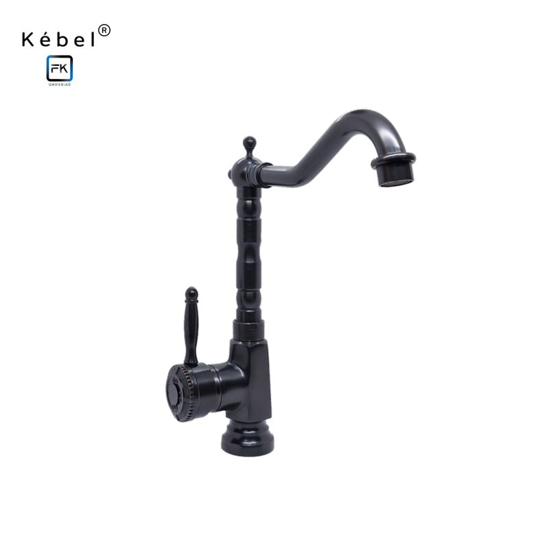 GENERICO - Llave Monomando Cocina Vintage Dark Bronze Tallada Kébel FK