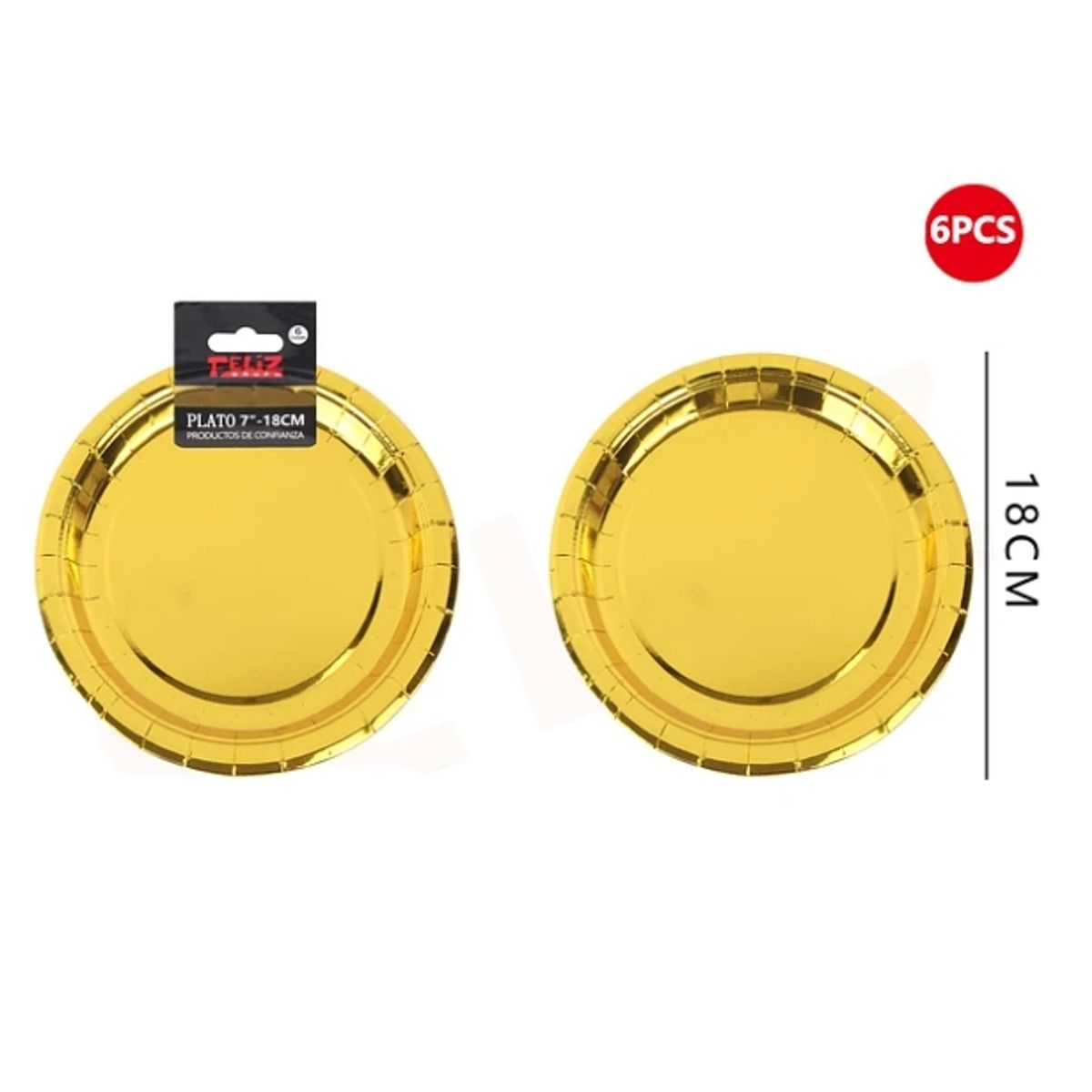 GENERICO - Platos Dorado Briillante 6Pcs 18Cm