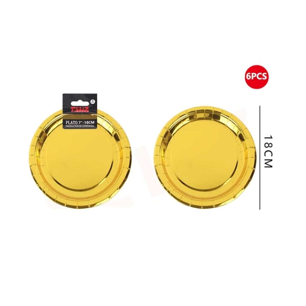 GENERICO - Platos Dorado Briillante 6Pcs 18Cm