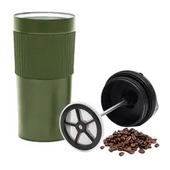 GENERICO - Vaso Térmico Portátil Con Prensa Francesa 350ml Verde