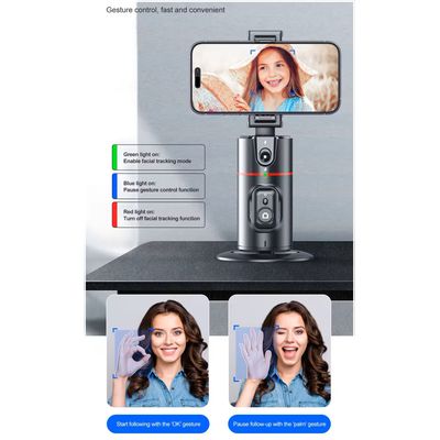 Imagen 2 del producto Trípode Seguimiento Facial Automático Control Remoto y Rotación 360° 1200 mAh Compatible