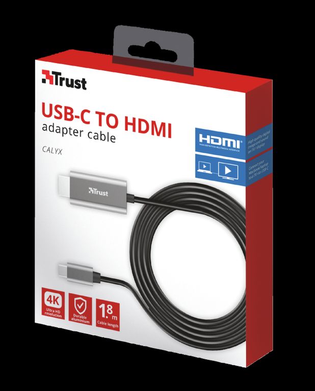 TRUST Cable HDMI a USB C Calyx 4K Profesional 1.8m Hz - Negro