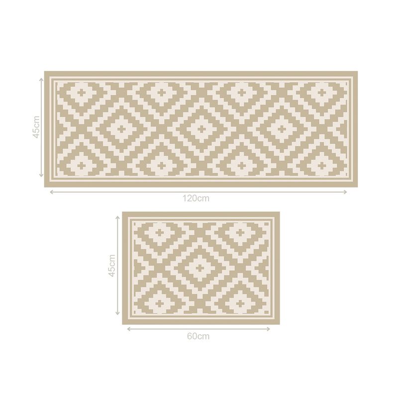DAVANTI - Set 2 Alfombras de Cocina Rombo Arena