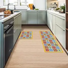 DAVANTI - Set 2 Alfombras de Cocina Baldosa Portuguesa