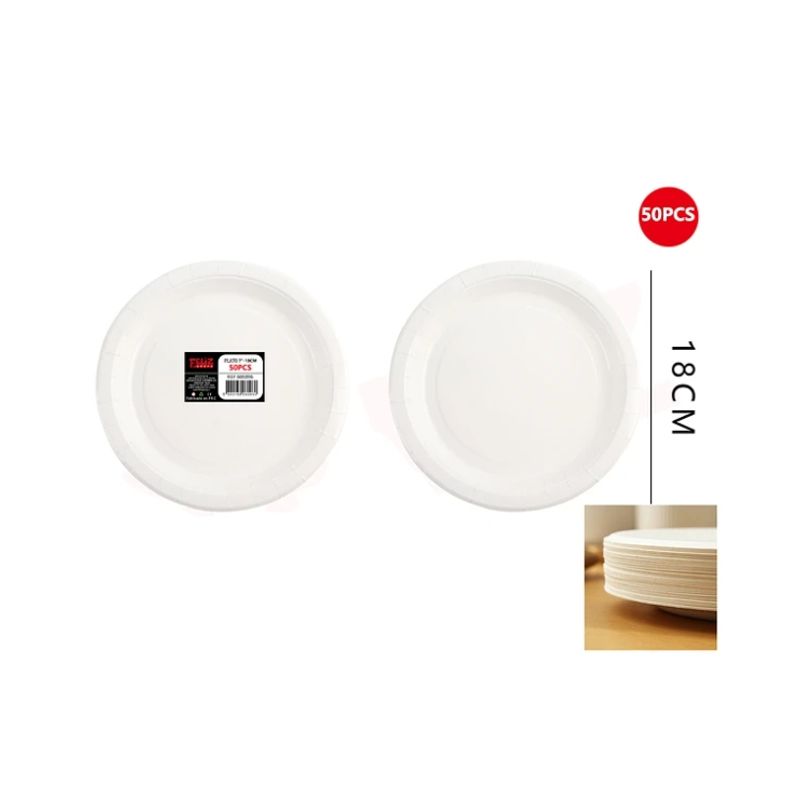 GENERICO - Platos Blanco 18cm 50Pcs Plasticos.