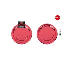 GENERICO - Platos Cartón Rojo 18Cm 6Pcs
