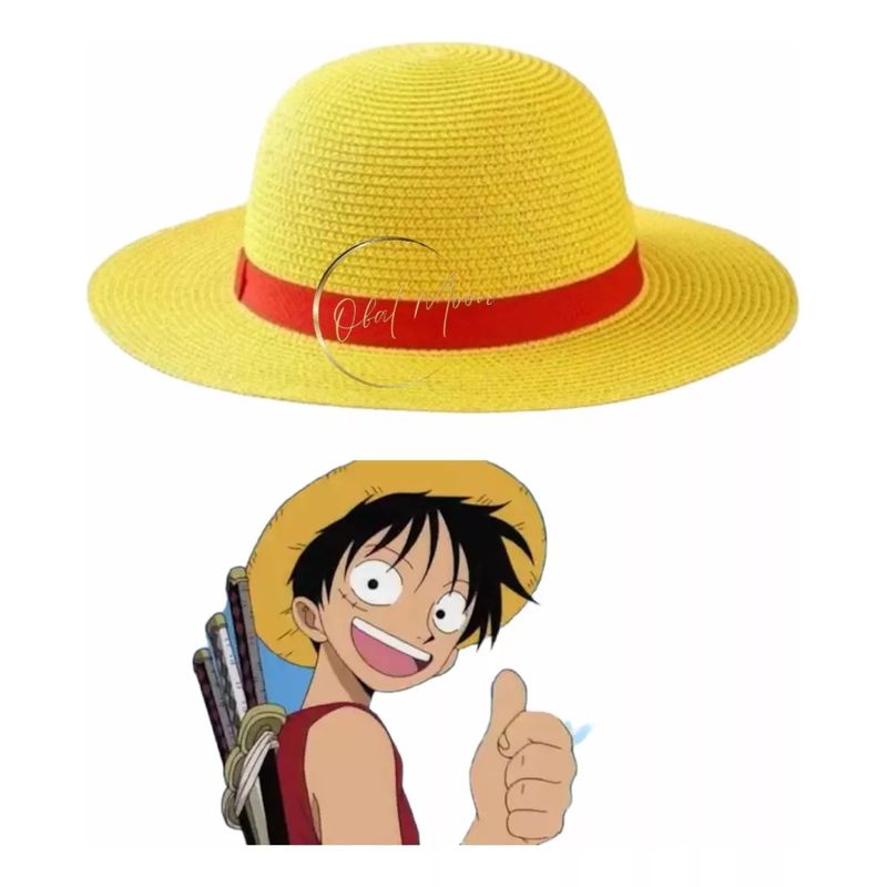 GENERICO - One Piece Sombrero Paja Amarillo Cinta Roja Cosplay Anime