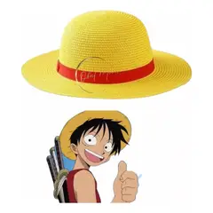 GENERICO - One Piece Sombrero Paja Amarillo Cinta Roja Cosplay Anime