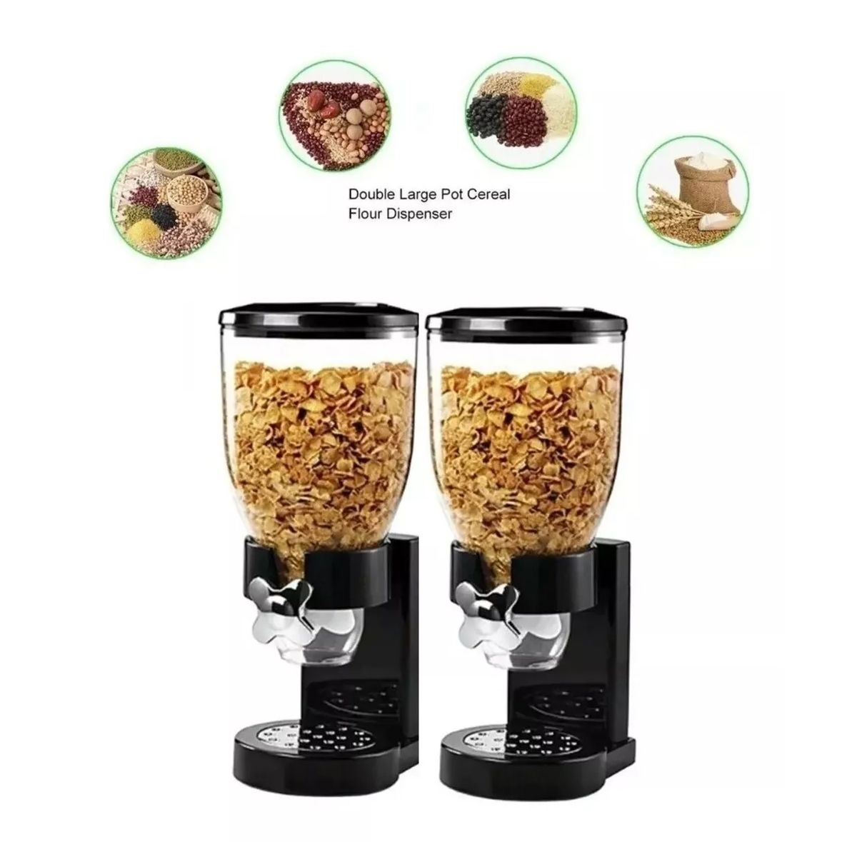 GENERICO - Dispensador De Cereales Doble Cereal Jayma Color Negro