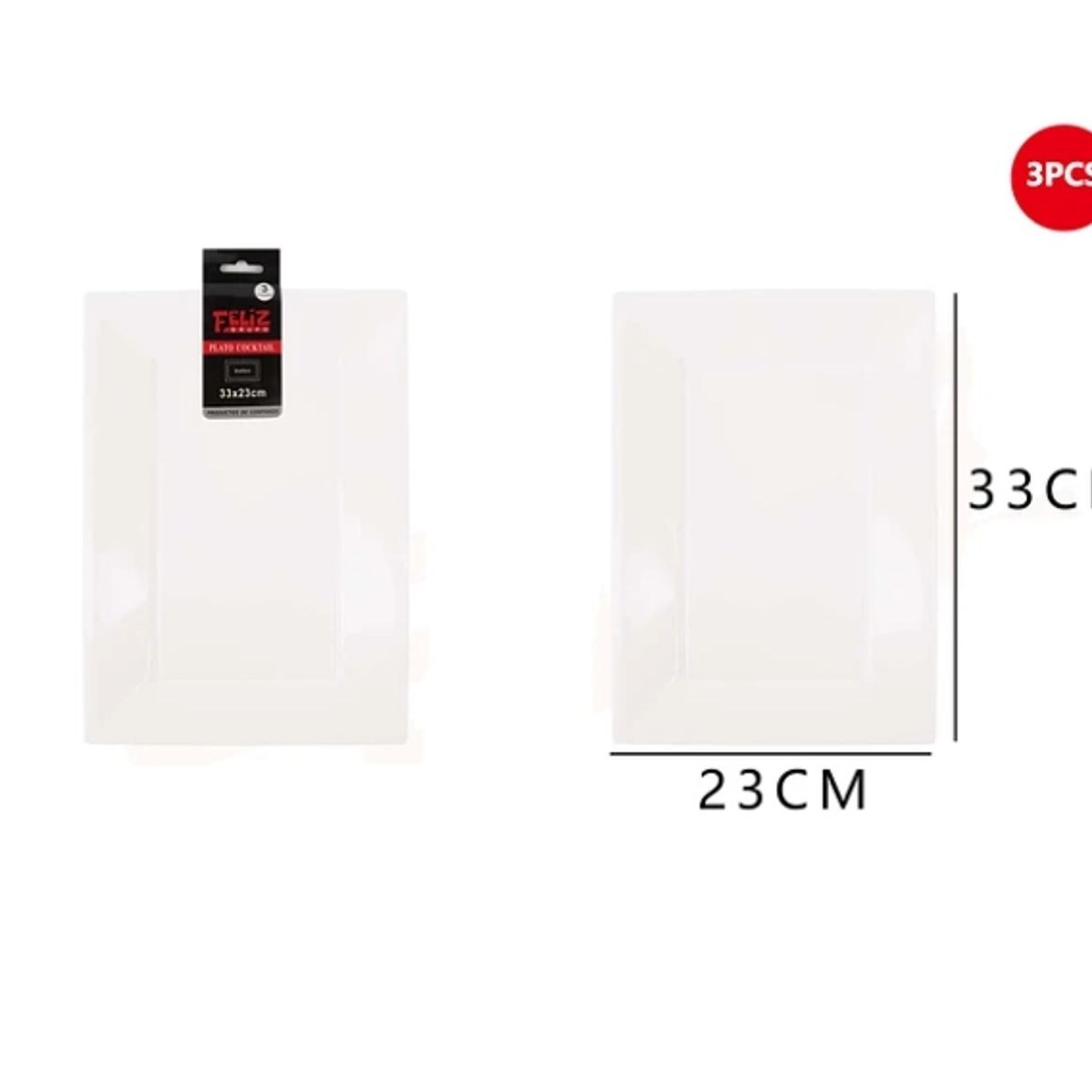 GENERICO - Bandeja Plástica Cuadrada Blanco 3Pcs 2333Cm