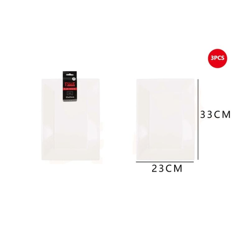 GENERICO - Bandeja Plástica Cuadrada Blanco 3Pcs 2333Cm