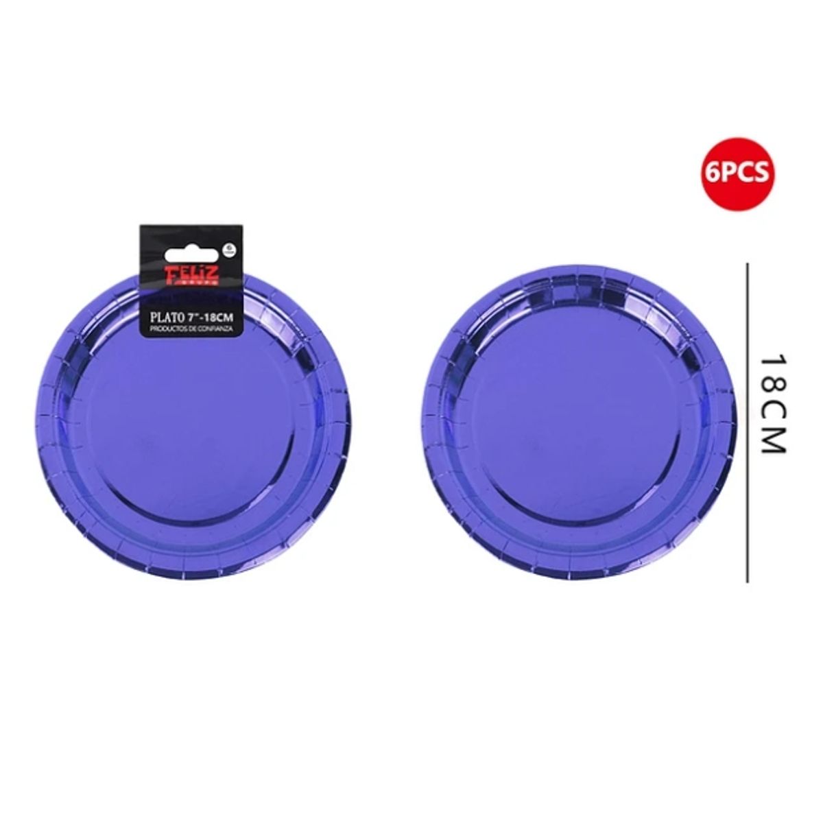 GENERICO - Platos Cartón Azul 18Cm 6Pcs