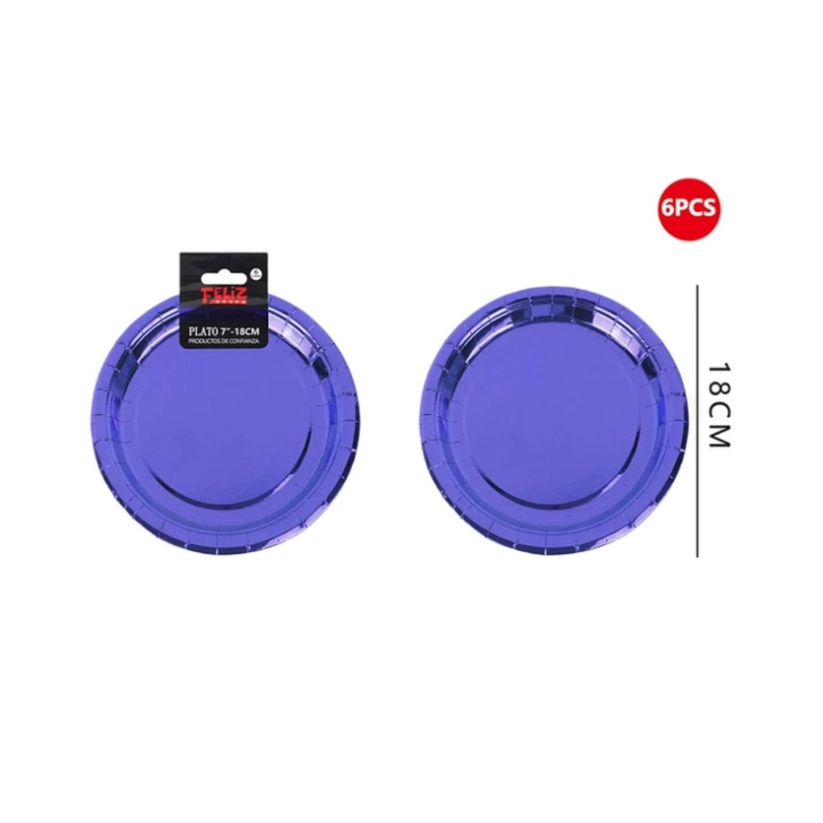 GENERICO - Platos Cartón Azul 18Cm 6Pcs