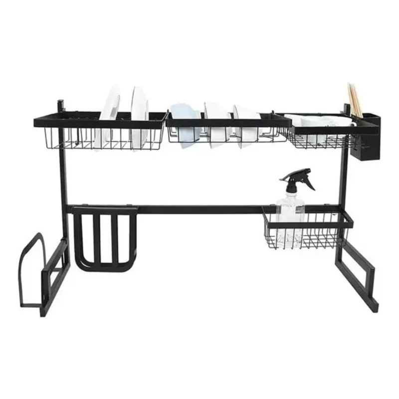 GENERICO - Escurridor Seca Platos De Acero Inoxidable 85 Cm negro