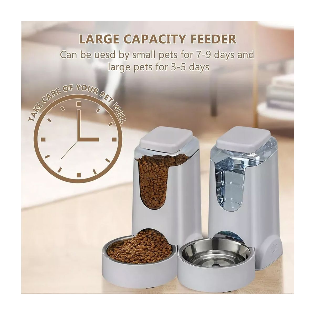 GENERICO - Dispensador Comida Y Agua Para Mascotaa Moderno Perro Y Gato