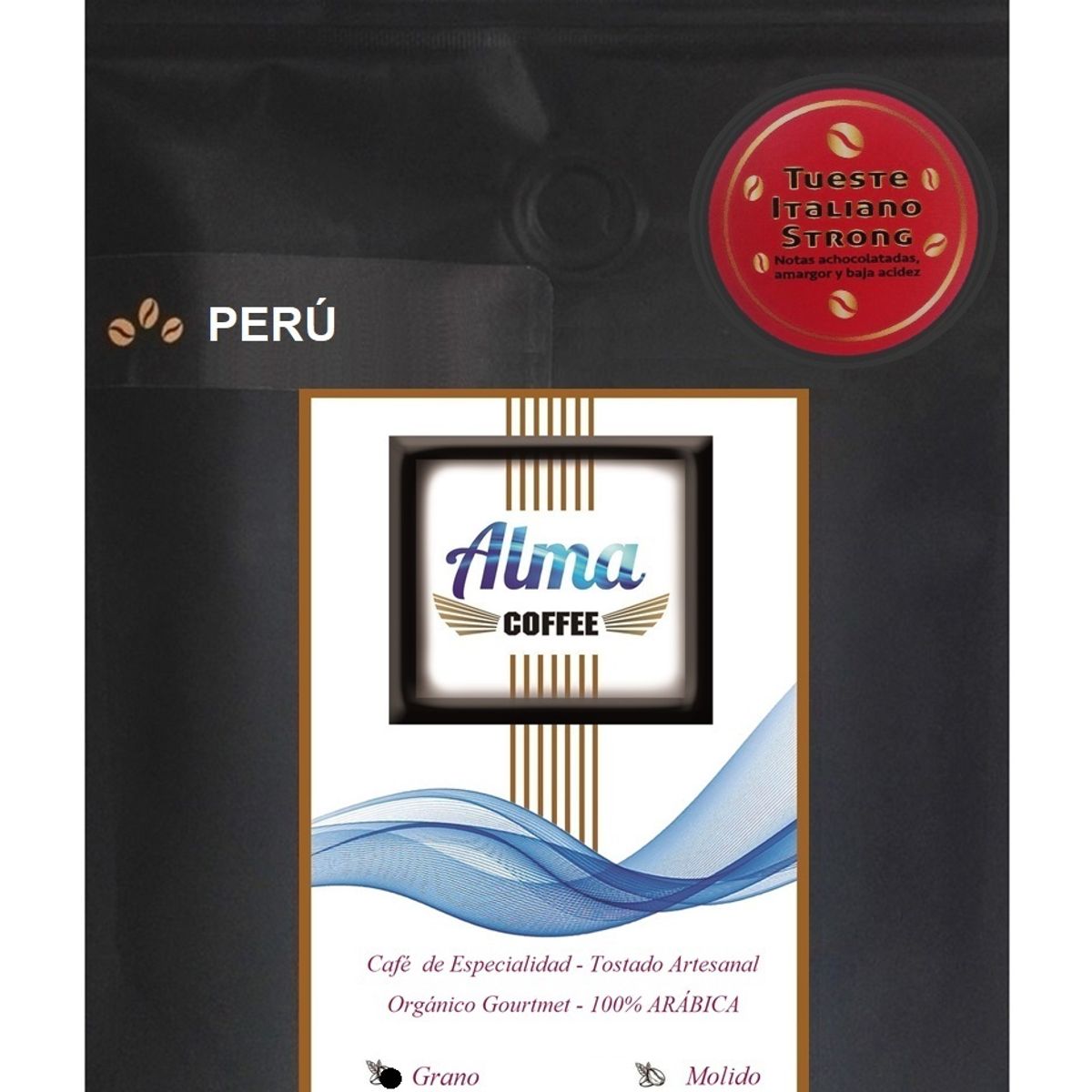GENERICO - Café Especialidad en Grano Perú Arábica 100%  tueste Tipo italiano