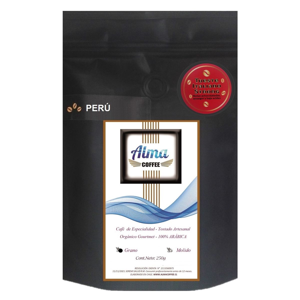 GENERICO - Café Especialidad en Grano Perú Arábica 100%  tueste Tipo italiano