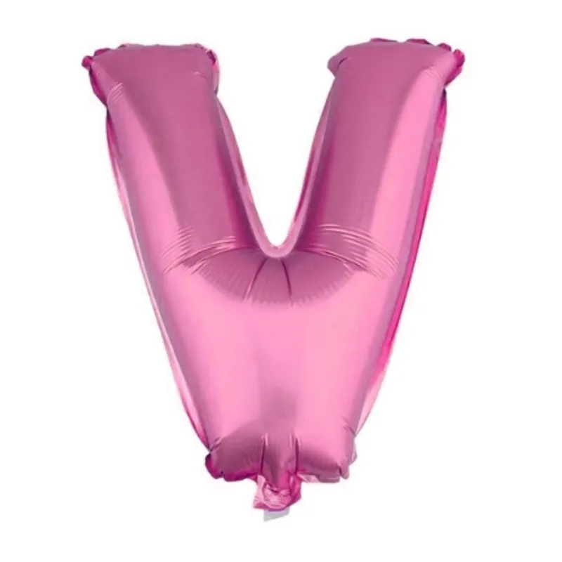 GENERICO - Globo Metálico Letra Rosado V