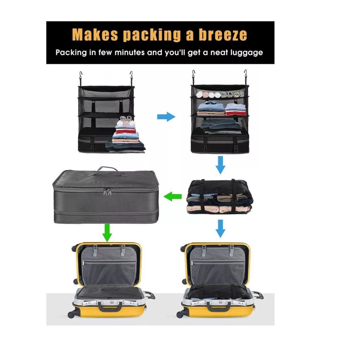 GENERICO - Organizador De Maletas Colgante Plegable Con Bolsa