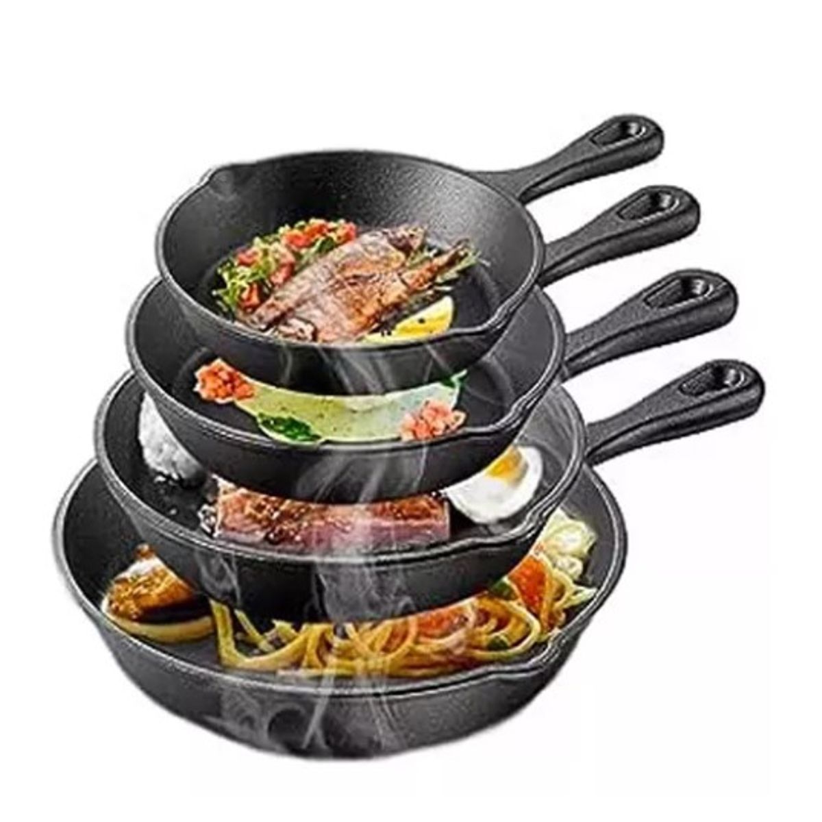 GENERICO - Sartenes De Hierro Fundido Juego De Sartenes 4 Piezas