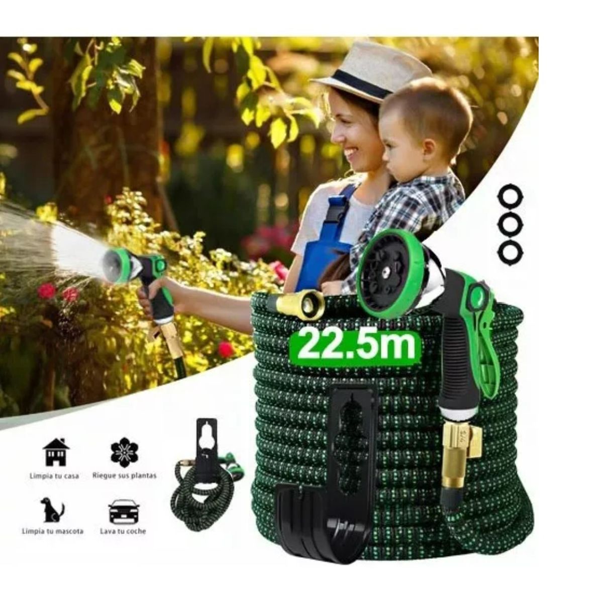 GENERICO - Manguera De Jardín Extensible 225m Con 10 Mode Aspersor