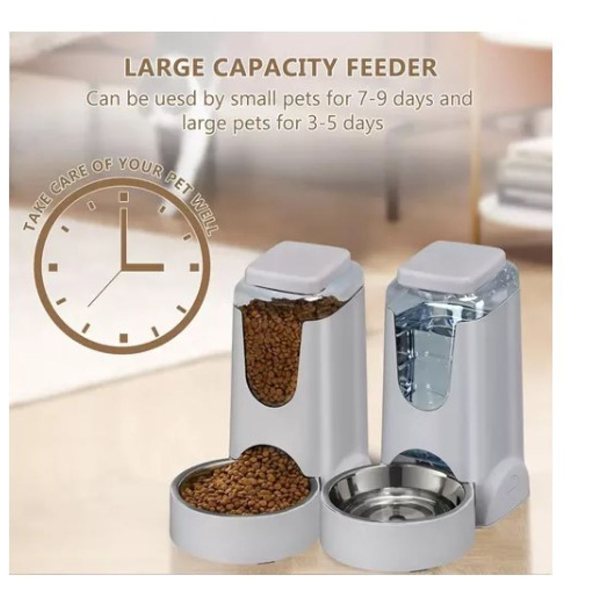 GENERICO - Dispensador Comida Y Agua Para Perro Y Gato Verde Claro