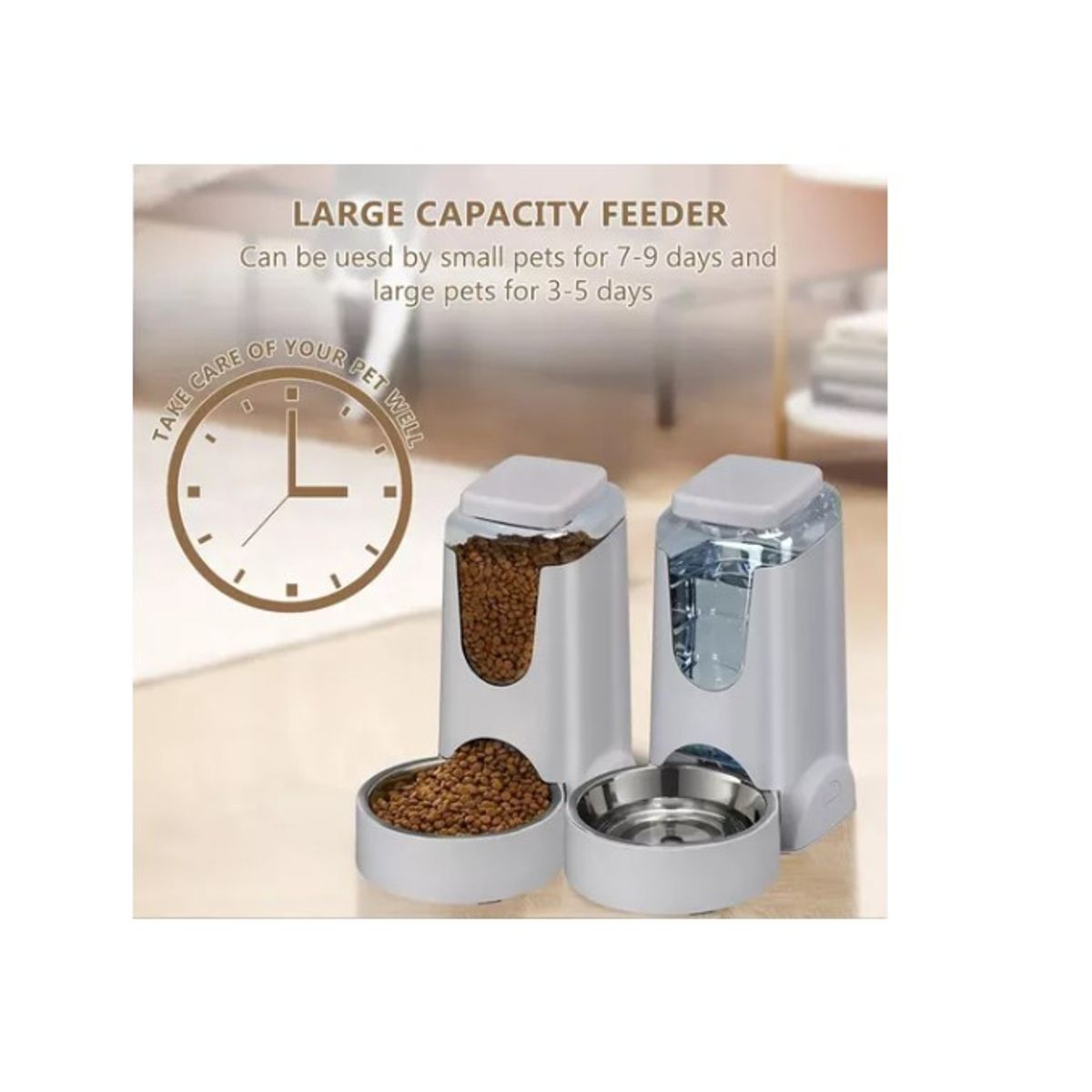 GENERICO - Dispensador Comida Y Agua Para Perro Y Gato Verde Claro