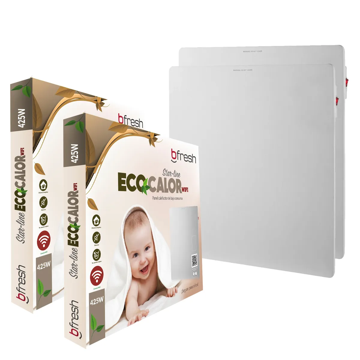 B FRESH - Pack 2 Panel Calefactor Eléctrico 425w con WIFI Bfresh