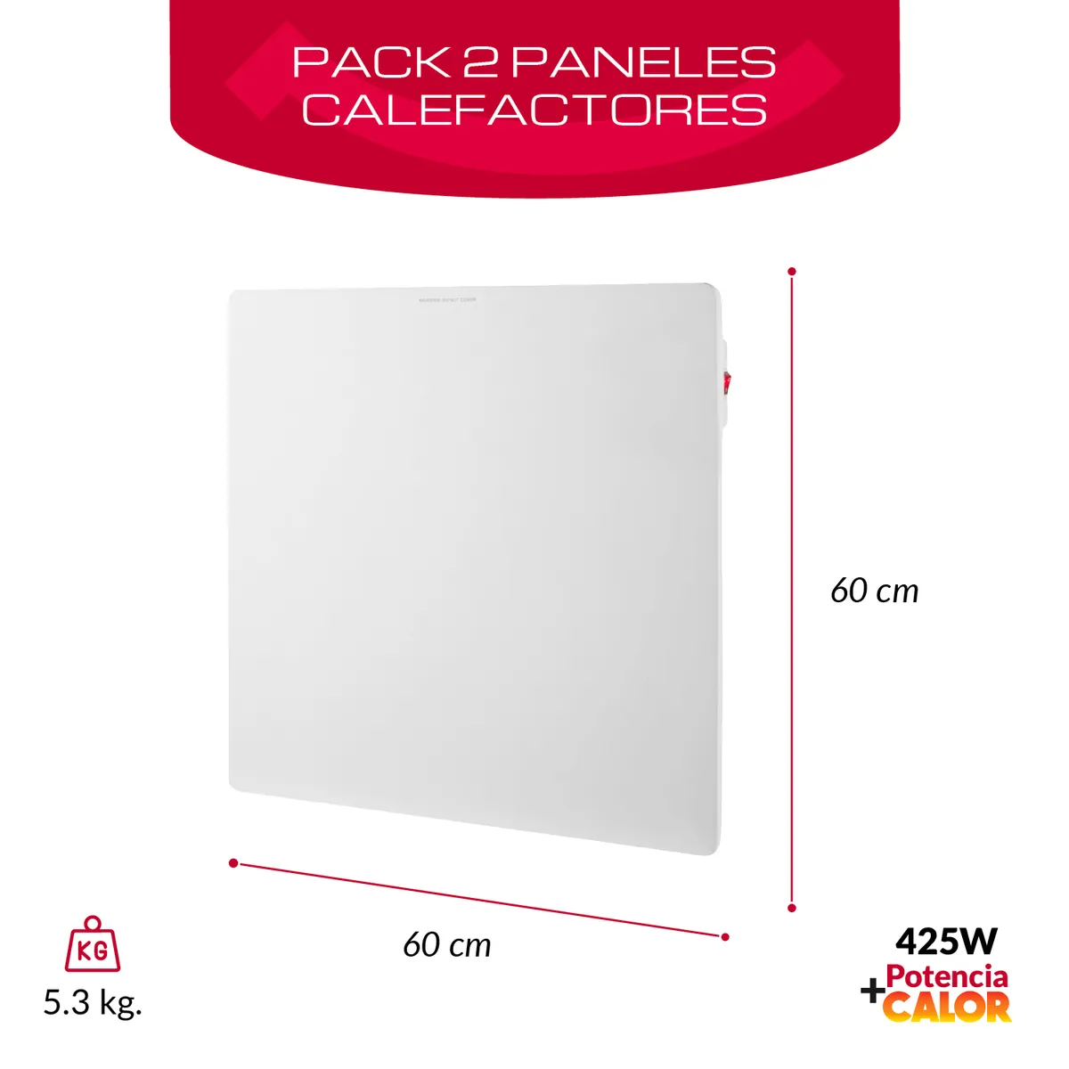 B FRESH - Pack 2 Panel Calefactor Eléctrico 425w con WIFI Bfresh