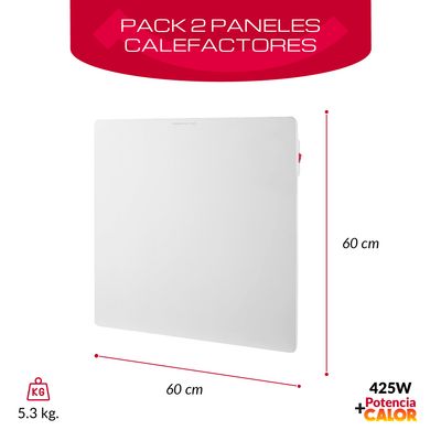Imagen 2 del producto Pack 2 Panel Calefactor Eléctrico 425w con WIFI Bfresh