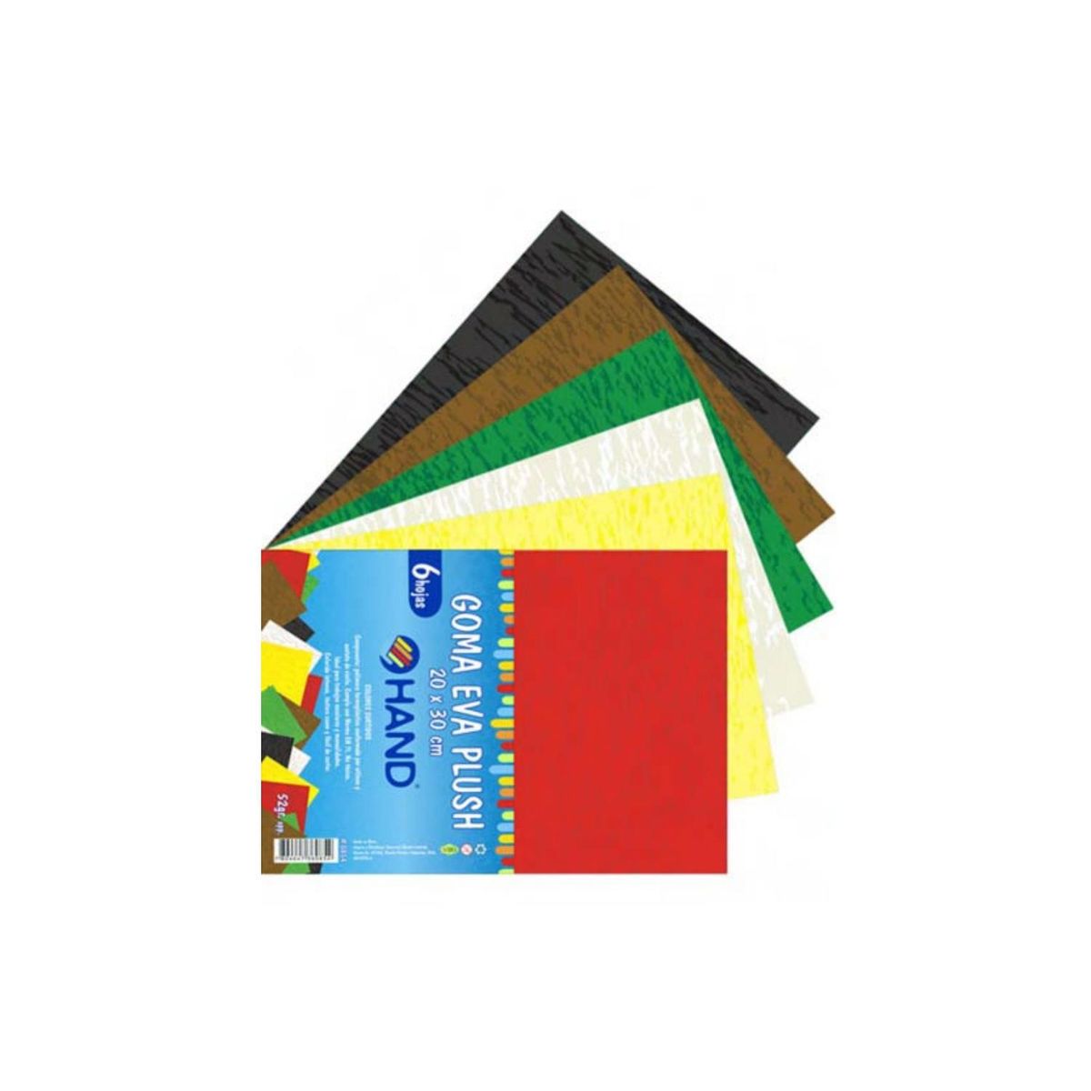 HAND - Pack 60 Hojas Goma Eva Plush 20x30cms Colores - SC