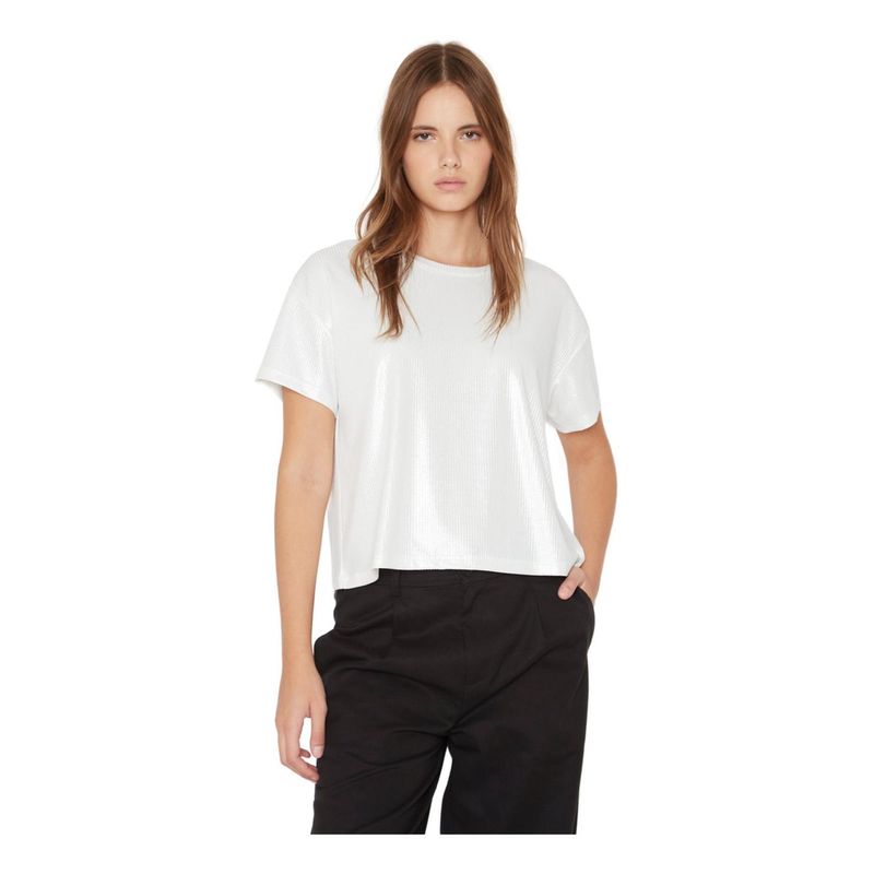 JACINTA TIENDA - Polera Kurt glittter blanca Jacinta Tienda