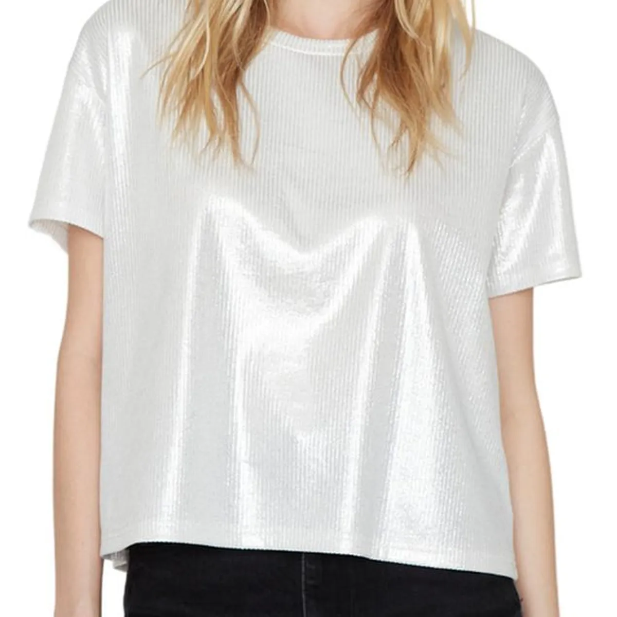 JACINTA TIENDA - Polera Kurt glittter blanca Jacinta Tienda