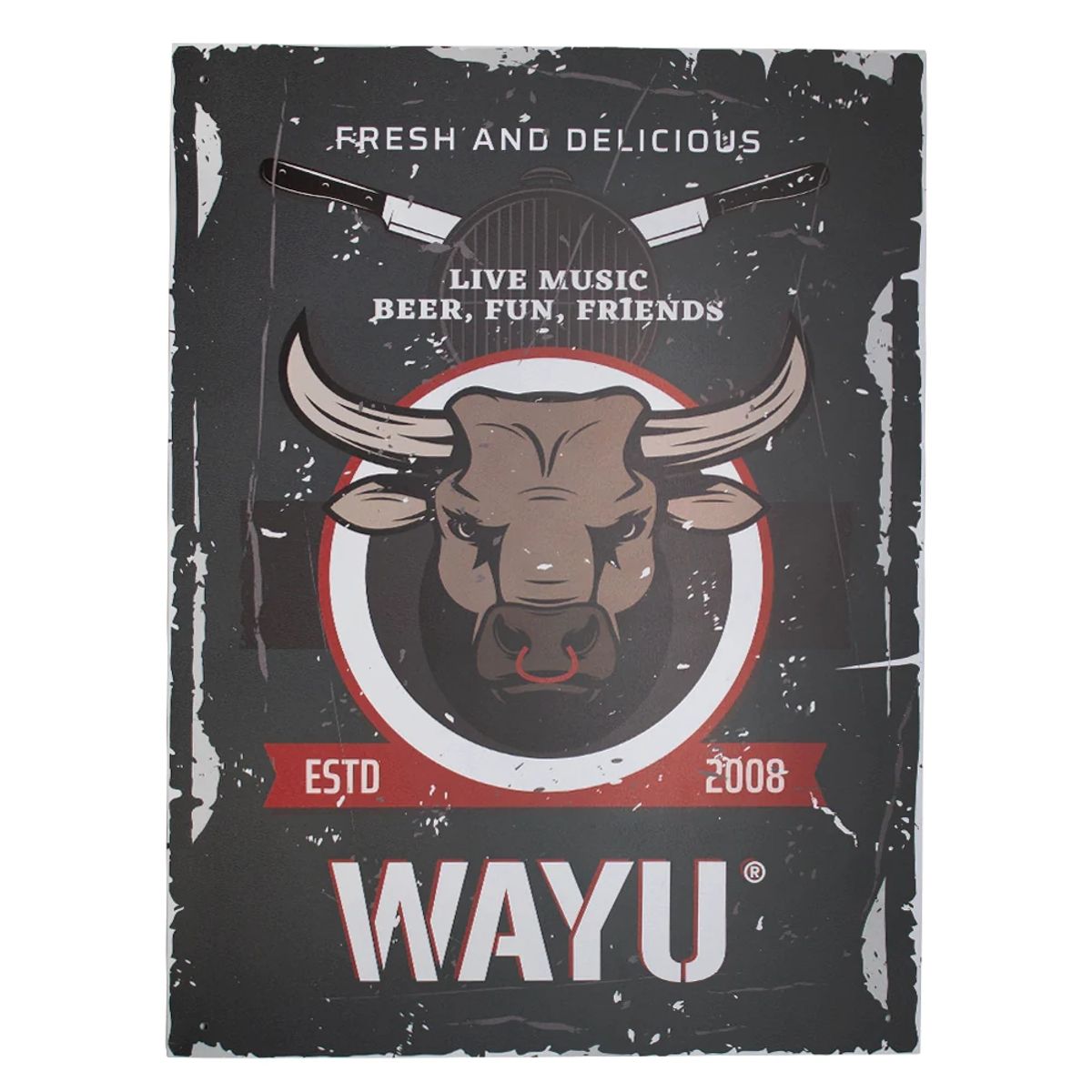 WAYU - Cuadro Bar Metálico Wayu 40x30 Toro Quincho Parrilla Bbq