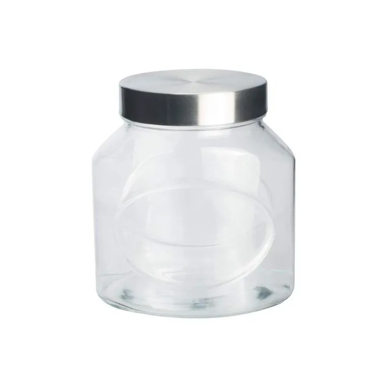 Set De 2 Frascos Vidrio Con Tapa Acero 1500 Cc Linea Elips