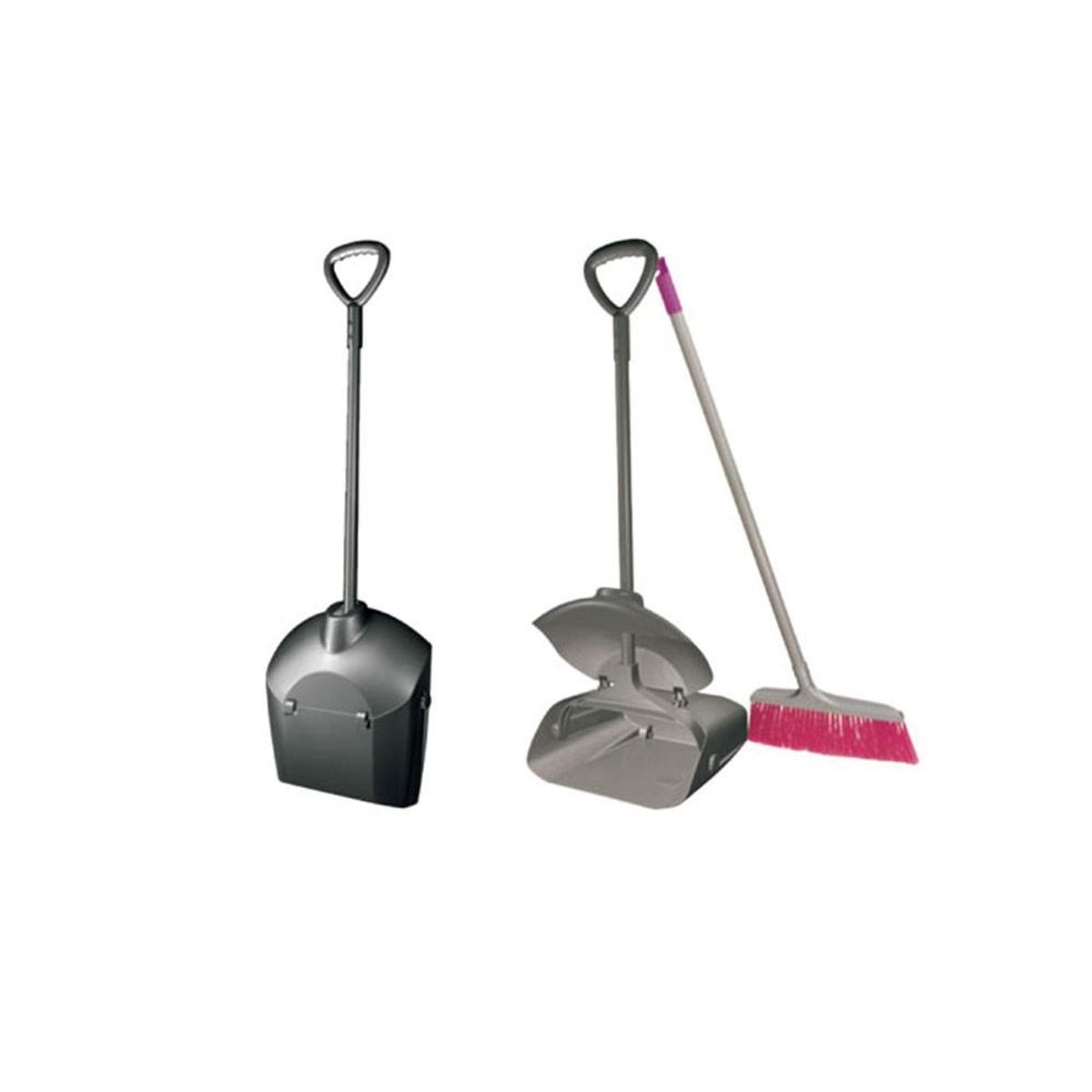 IMAHE - PALA BASURA ALUMINIO C/TAPA NEGRA Y ESCOBA IMAHE