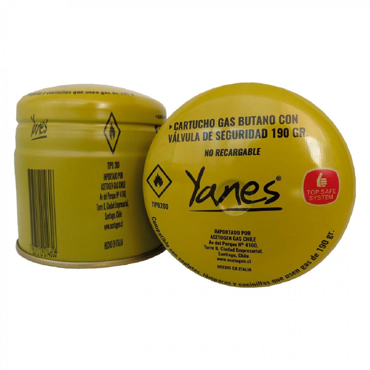 YANES - GAS BUTANO 190 GRAMOS CON VALVULA YANES-MIMBRAL